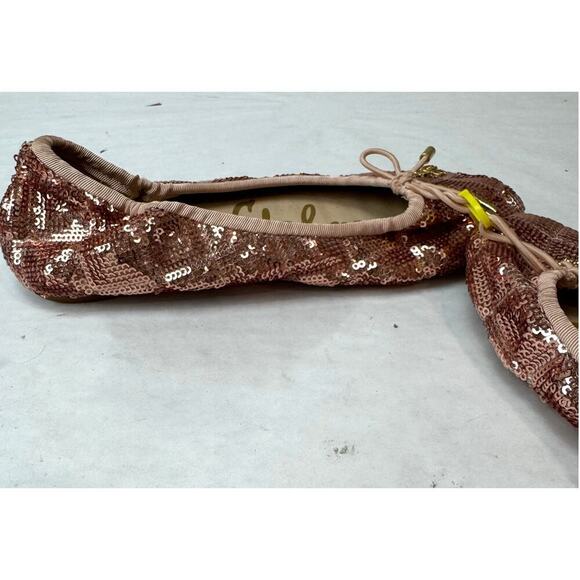 Sam Edelman Felicia Ballet Flats Rose Gold Sequins Kids Slip-On Girls Size 3 - Picture 4 of 8